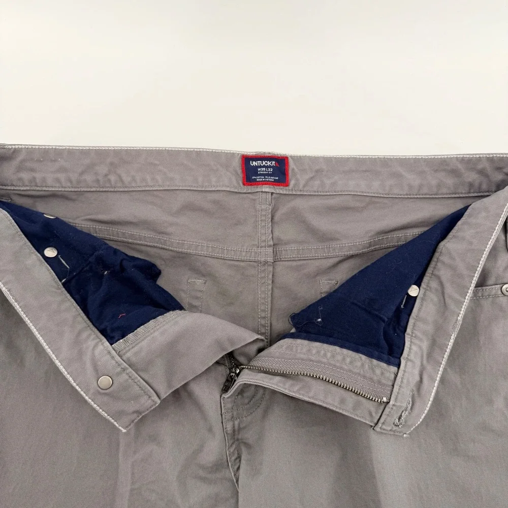 UNTUCKit‎ Straight Fit 5-Pocket Pants Gray Stretch Cotton Chinos 35x32 Mens